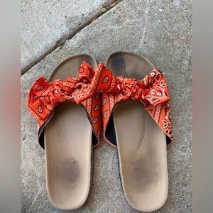 Orange Plaid Summer Sandals